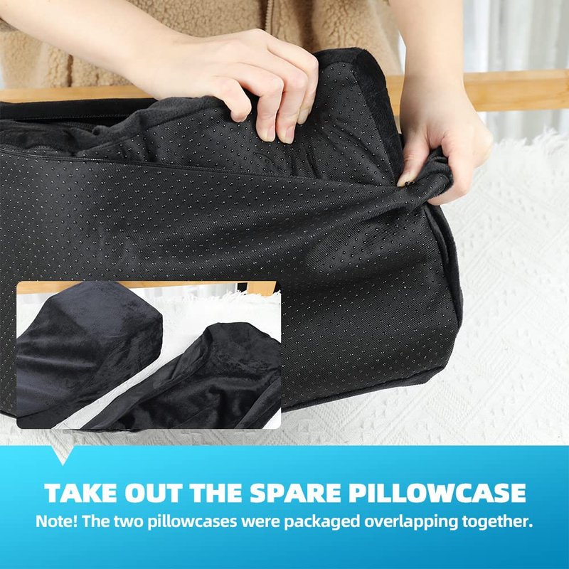 Onism Lash Pillows, Eyelash Extension Pillow with 2 Removable Lash Pillow Covers, Memory Foam Pillow, Velvet Pillowcase with Two Pockets for Tools On The Sides of Lash Bed Pillow, Black