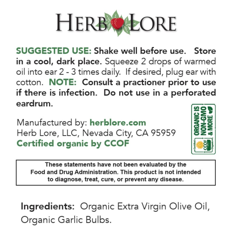 Garlic Ear Oil Drops – Soothes Dry, Itchy, or Clogged Ears for Kids & Adults - 1 fl oz - Herb Lore