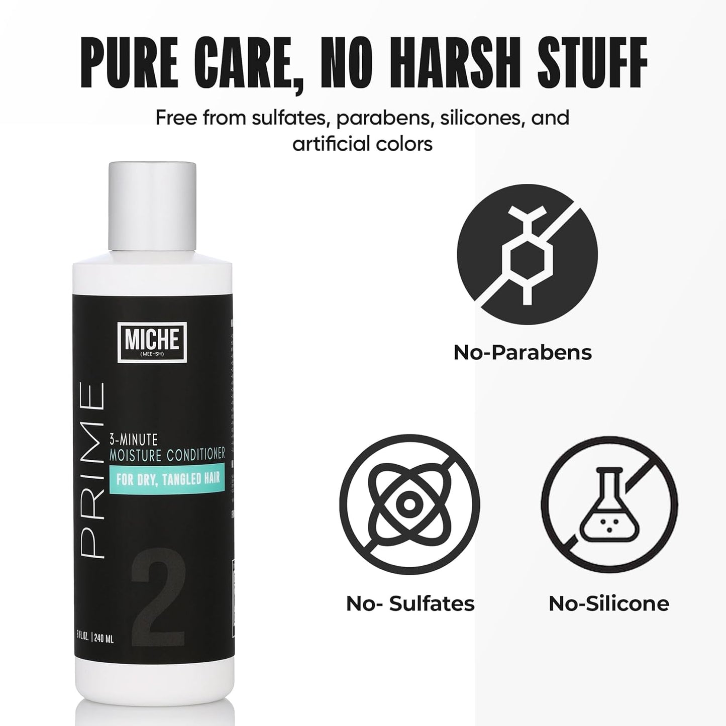 Miche Beauty Prime 3-Minute Moisture Conditioner - Sulfate-Free Hydrating Conditioner for Curly, Dry Hair | Lightweight Formula