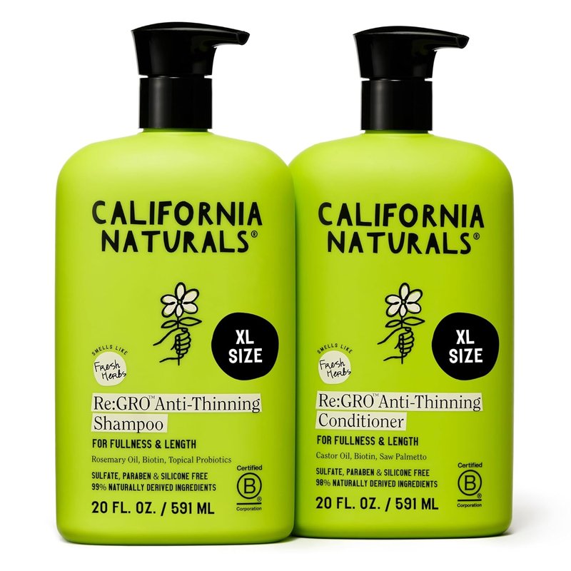 Re:GRO Anti-Thinning Shampoo & Conditioner Set - Biotin & Caffeine for Hair Loss Support | 20 fl oz