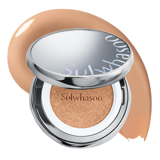 Sulwhasoo Perfecting Cushion SPF 46 Foundation | Korean Cushion Foundation with Medium Coverage | Evens Skin Tone & Blurs Imperfections | Hydrating Semi Matte Finish for Radiant Skin, 25 Amber