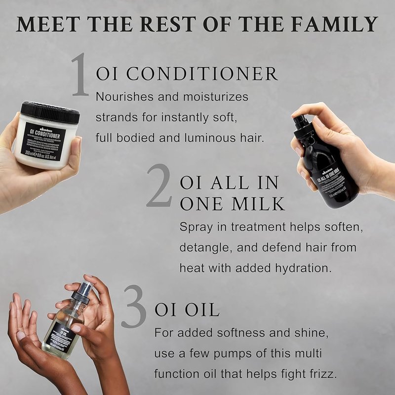 Davines OI Conditioner, Rich Creamy Hydrating Conditioner for All Hair Types - Accelerates Drying, Protects Structure & Adds Shine with Antioxidant Roucou Oil - Softens & Detangles, 8.45 Fl Oz