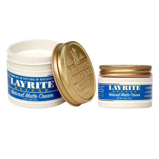 Layrite Deluxe Natural Matte Cream 4.25 oz and Natural Matte Cream 1.5 2 pack