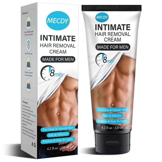 Hair Removal Cream for Men, Hair Remover Body Cream for Unwanted Male Hair, Painless, Flawless Depilatory for Intimate/Private Area, 120ml