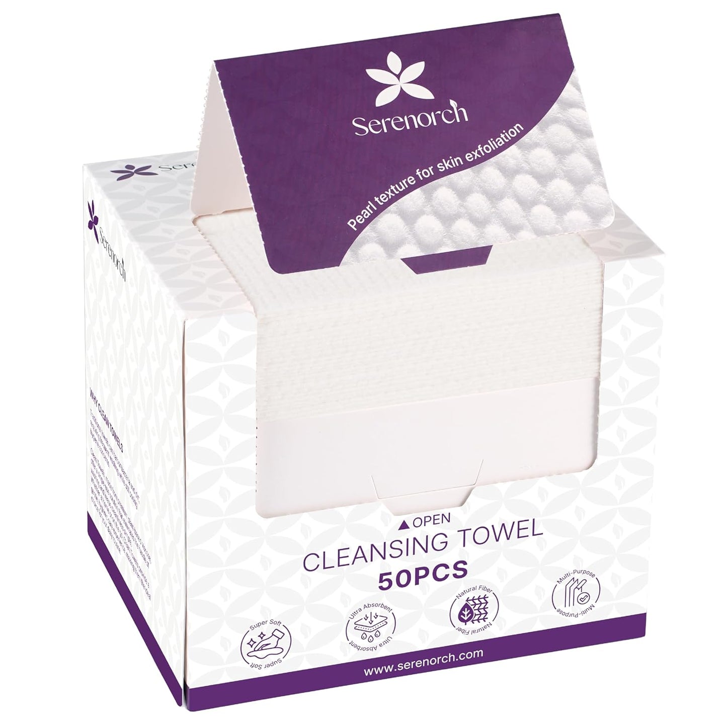 Disposable Face Towels - XL 50 Count Pearl Texture Facial Tissues | Ultra Thick Makeup Remover for Sensitive Skin