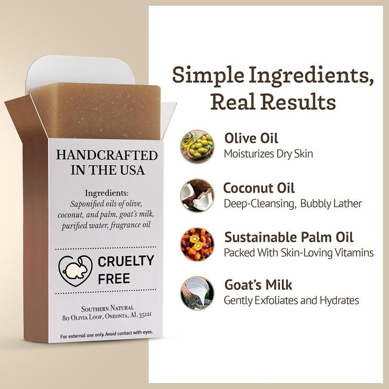 Goat Milk Soap Bar - Oatmeal Milk & Honey | Natural Handmade Soap for Dry Sensitive Skin - 3 Pack