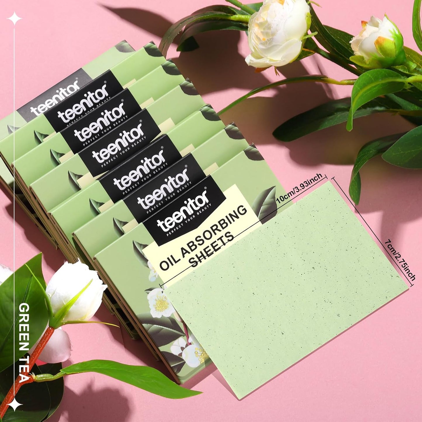 Teenitor Oil Blotting Sheets for Face, 400 Sheets Green Tea Oil Absorbing Sheets Blotting Paper for Oily Skin, Oil Absorbent Pads Face Oil Wipes Oil Sheets for Women, Oil Control Film Large 10cmx7cm