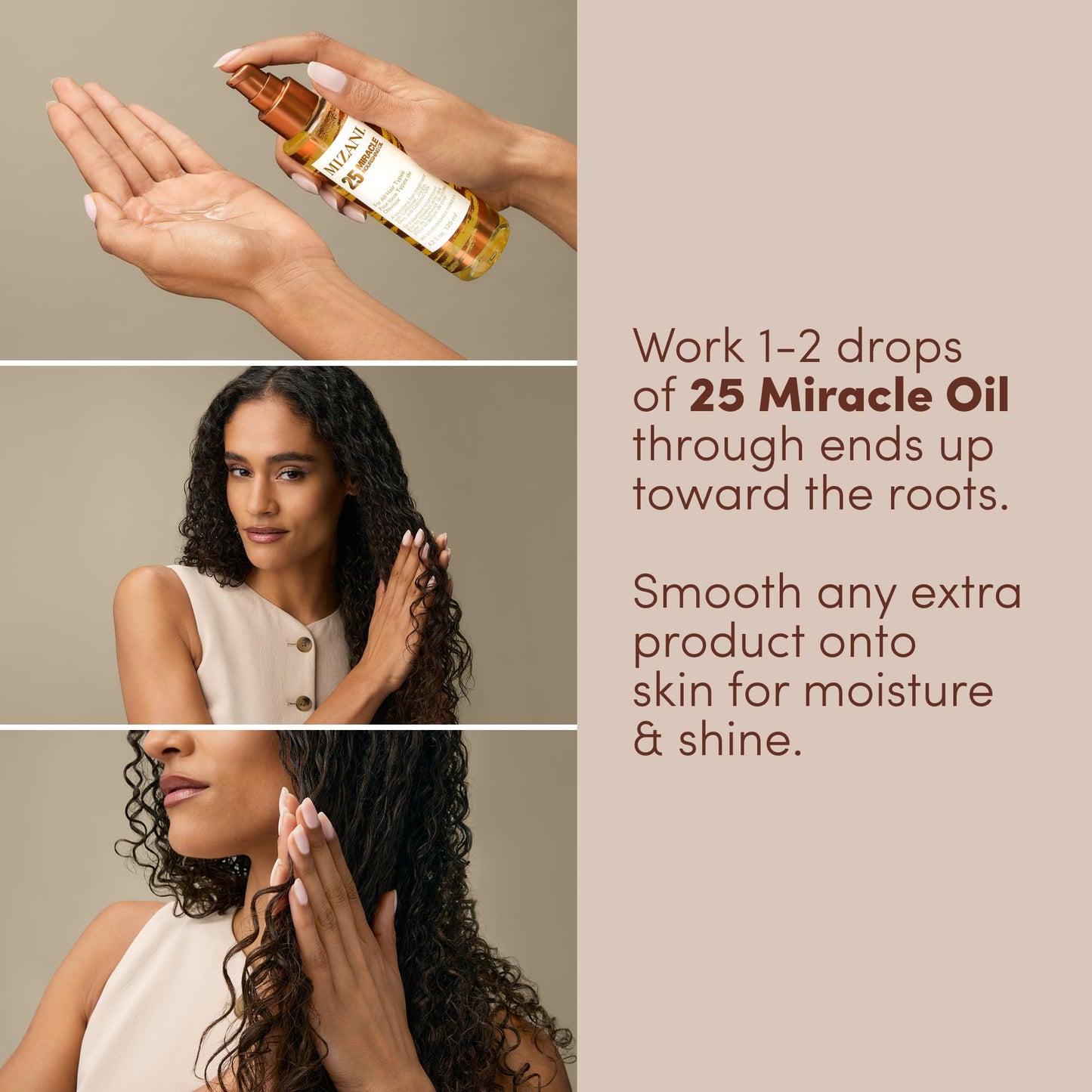 Mizani 25 Miracle Nourishing Hair Oil - Softens and Adds Weightless Shine, Hydrating & Nourishing With Coconut Oil, For Curly Hair