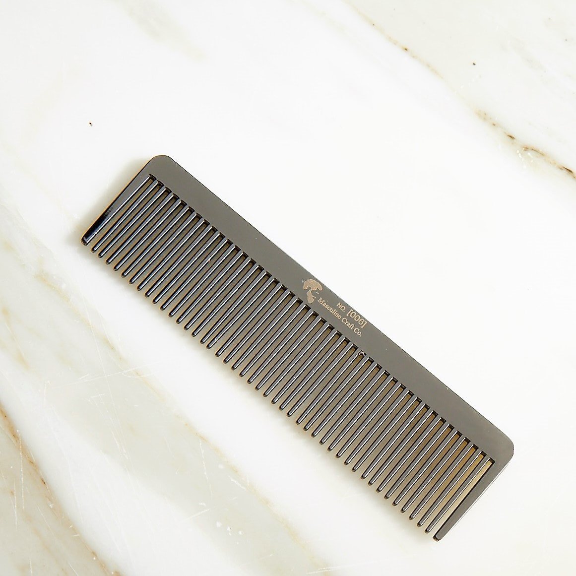 Masculine Craft Gunmetal Beard Comb | Anti Static Fine to Medium Metal Hair Comb for Men | Heavy Duty Professional Beard Grooming Comb (Gunmetal)