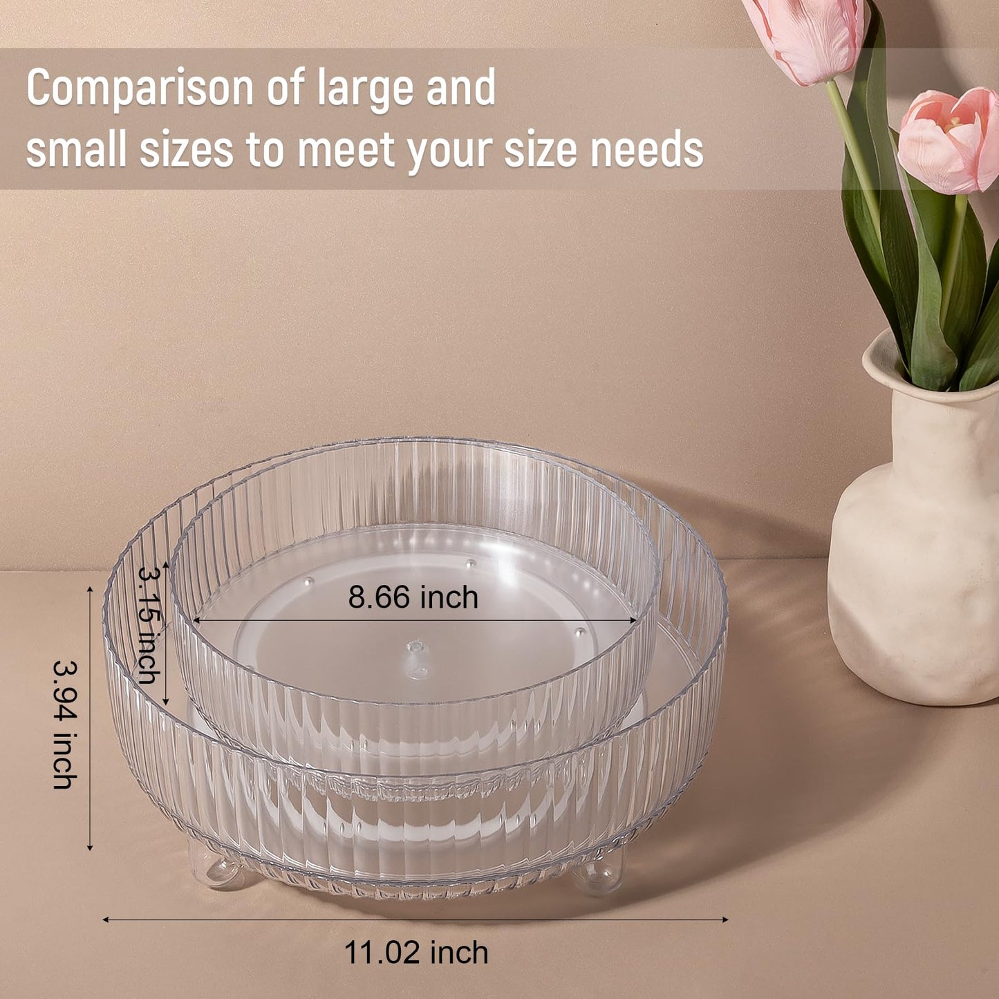 360 Rotating Makeup Organizer Perfume Tray Skincare Holder, Large Clear