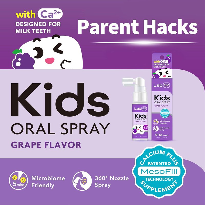 Kids Oral Spray - Fluoride-Free Cavity Repair Toothpaste Helper | Xylitol Grape Flavor for Newborns to Preschoolers