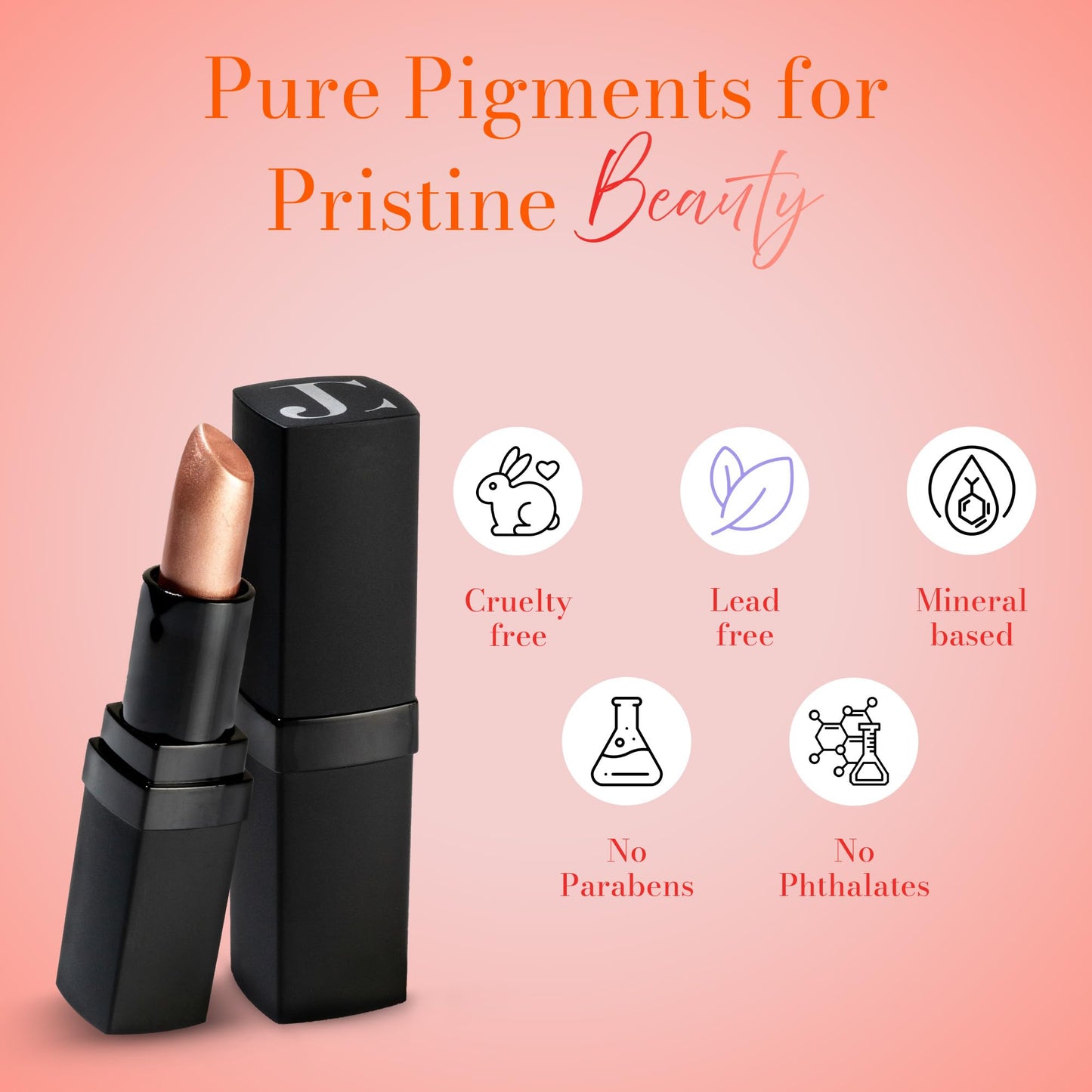 Juwel Cosmetics Frosted Finish Lipstick, Long Wear Moisture-Rich Shades with Natural Minerals, Matte Lipstick Contains Shea Butter, Grapeseed & Avocado Oils, Lead-Free, Gilded