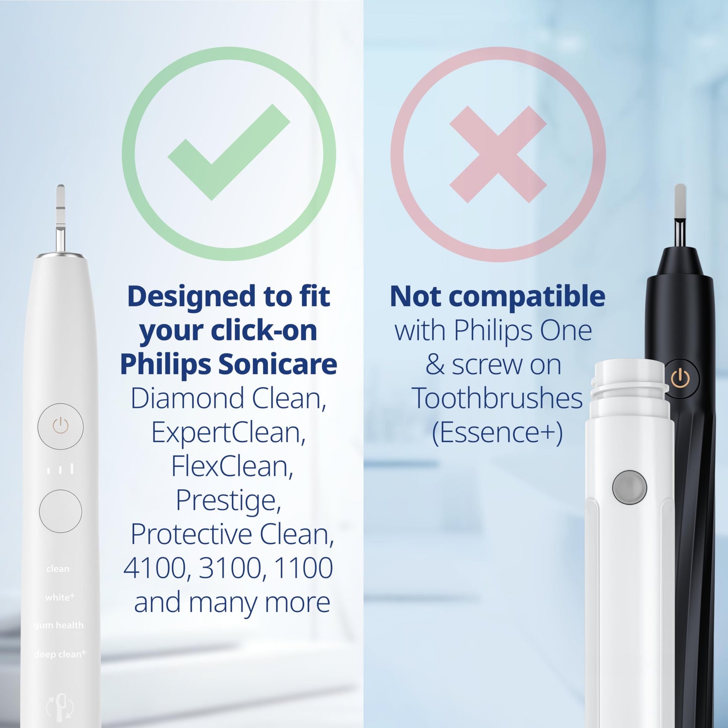 Toothbrush Heads Sensitive Compatible with Philips Sonicare Toothbrush Heads - Soft Replacement Heads for Sensitive Gums and Teeth - Gentle Brush Heads - White