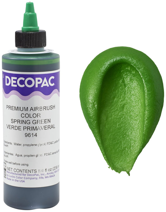 DecoPac Spring Green Food Coloring, 8 Fl Oz Airbrush Food Color, Edible Airbrush For Cake Decorating, Cookie Airbrush Coloring, Food Airbrush Kit Add-on, Airbrushes For Cake Decorating 8Fl Oz