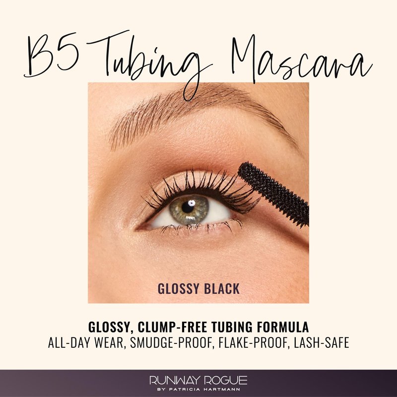 Runway Rogue B5 Tubing Mascara, Clump-Free, Smudge-Free, Lash-Lengthening Formula for Dramatic Eyes, ‘Glossy Black’
