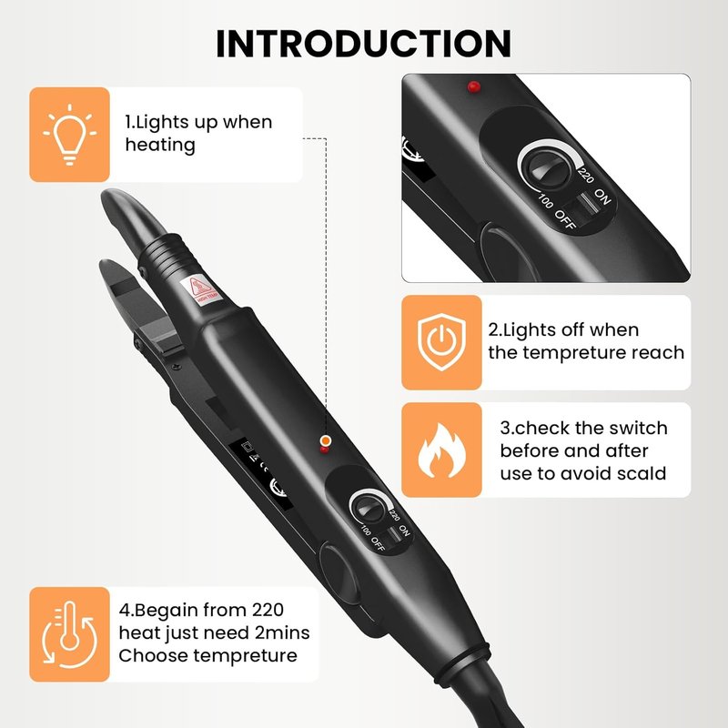 Professional Hair Extension Tools - Ktip Fusion Heat Iron Connector Kit | Adjustable Temperature Wand