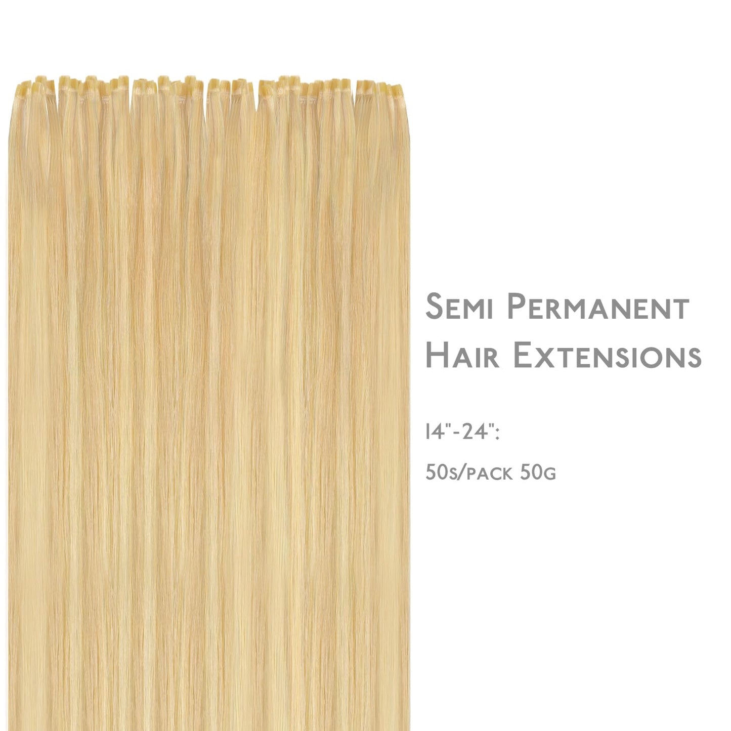 WENNALIFE U Tip Hair Extensions Real Human Hair, 50g 50s 18 Inch Light Blonde Highlighted Golden Blonde Remy Hair K Tip Invisible Straight Keratin Bond Hot Fusion Hair