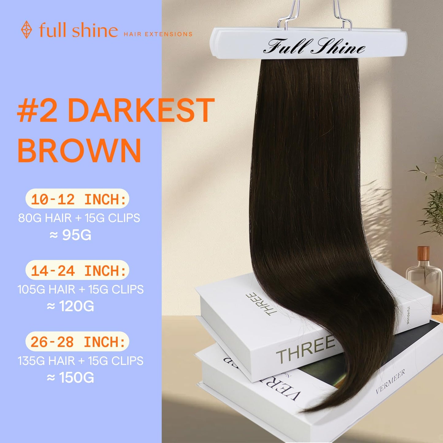 Full Shine Brown Clip in Hair Extensions