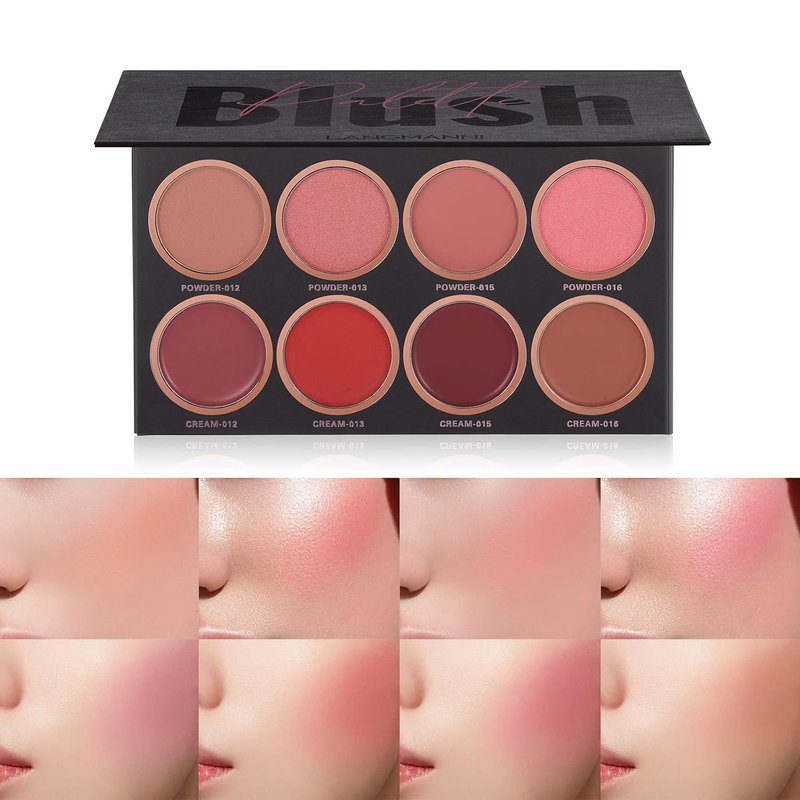 Blush Makeup Palette - 8 Color Matte & Shimmer Blush and Highlighter Set | Mineral Contour Makeup