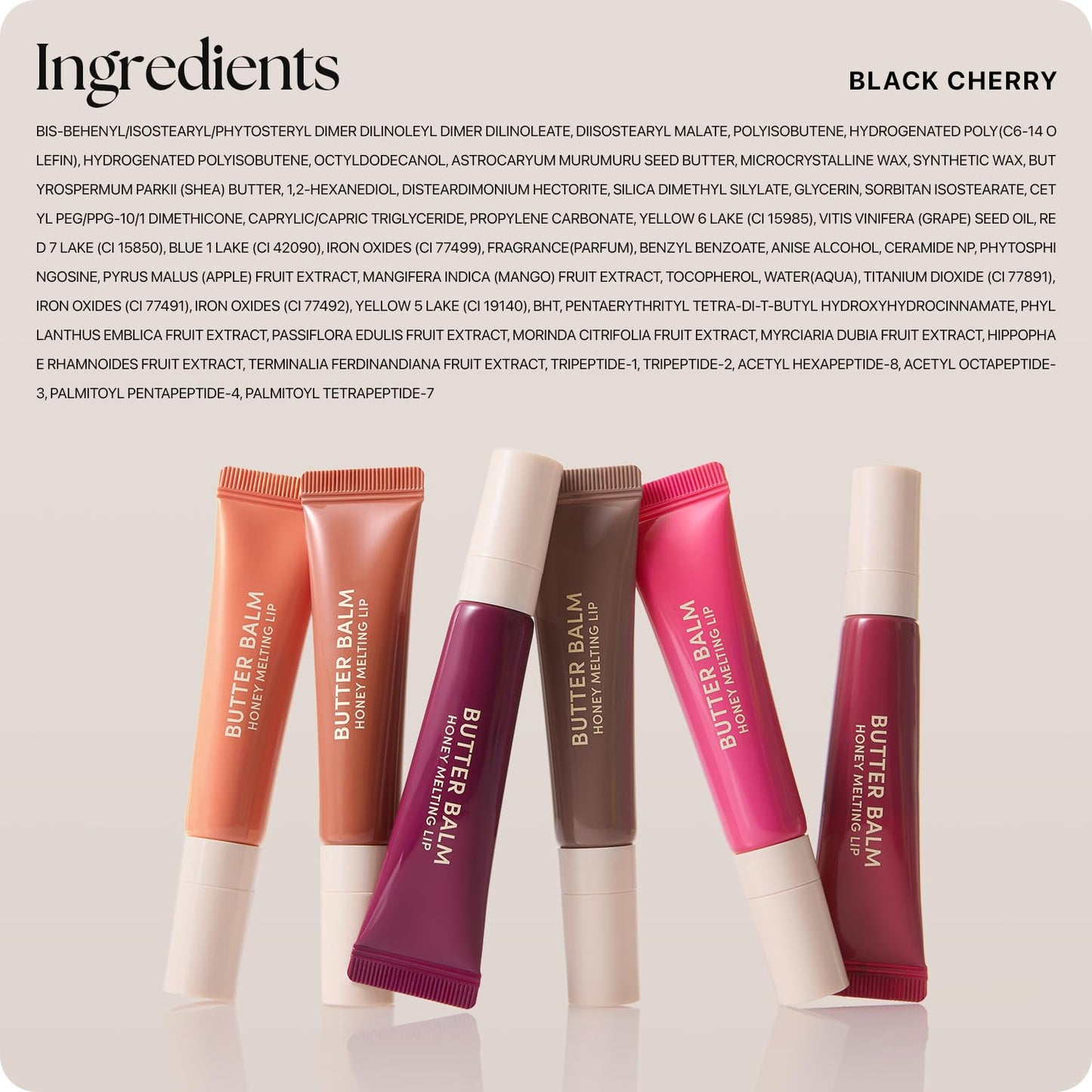 Nature Republic Honey Melting Lip Butter Balm – Hydrating Tinted Balm with Peptides, for Sheer & Glossy, Smooth & Soft Lips (BLACK CHERRY)