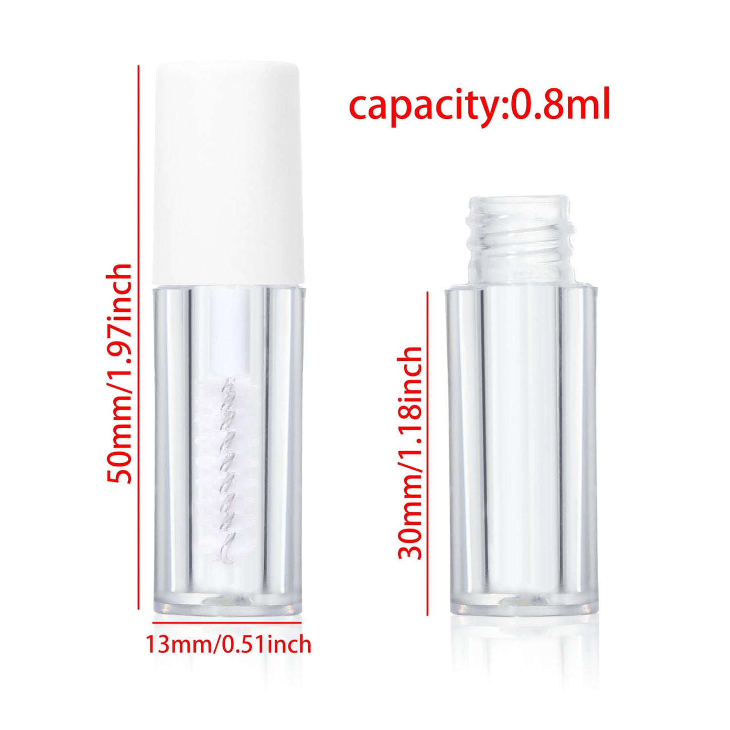 COSIDEA 26pcs 0.8ml White Empty mini mascara tubes with wand for castor oil 1ml eyelash growth tube packing sample size containers