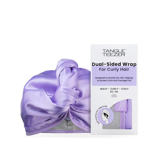 TANGLE TEEZER Double Sided Hair Towel Wrap with Smoothing Satin & Soft Cotton Jersey to Absorb Water & Minimize Frizz, for Curly Hair Types 2C-4C