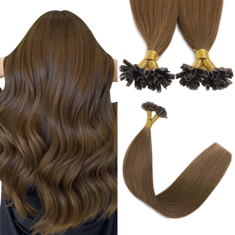 Sindra U Tip Extensions Chocolate Brown #4 40g 14 Inch Pre Bonded Fusion Keratin Hair Extensions Real Human Hair（Utip#4-14inch）