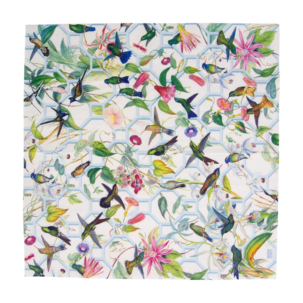 Caspari Hummingbird Trellis Paper Luncheon Napkins - 20 Per Package