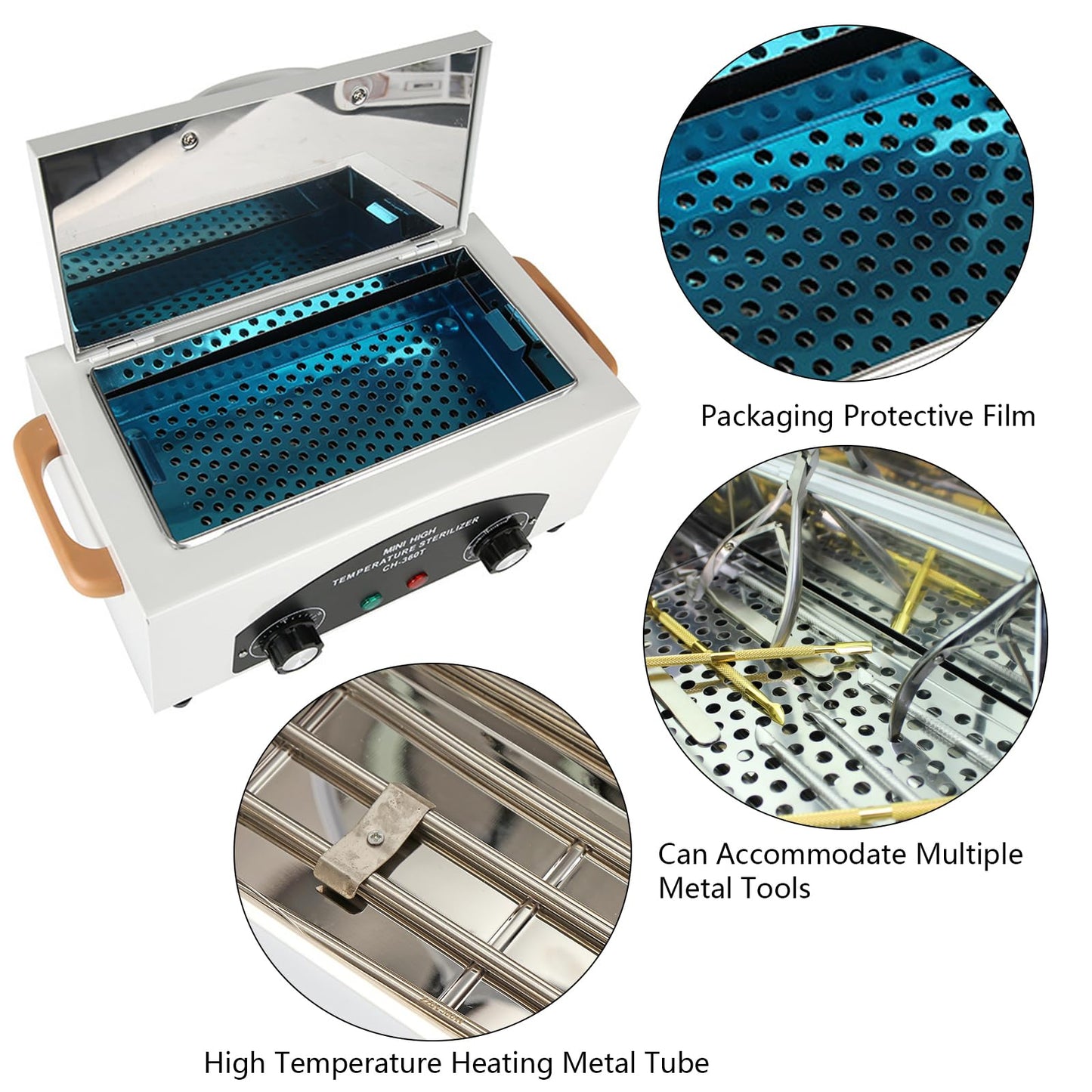 GoLashFun 1.5L Autoclave Sterilizers,High Temperature Nail Tool Sterilizer Metal Tool Cleaning Box,Sanitizing Box for Nail Tools with Timer Dry Heat Sterilizer Cabinet Equipment