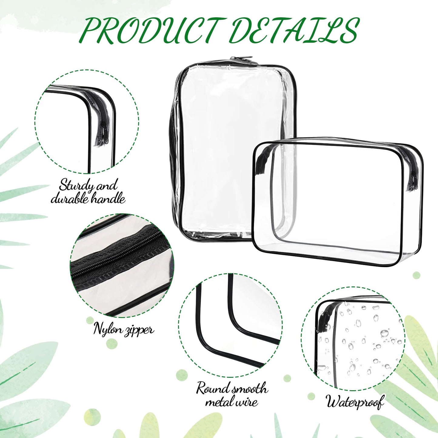 40 Pcs Clear Makeup Bags Bulk Travel Toiletry Bags 7.1x4.7'' Transparent Cosmetic Pouches with Zipper Waterproof Portable PVC Plastic Zippered Organizer Cases for Women Men Vacation Travel Bathroom