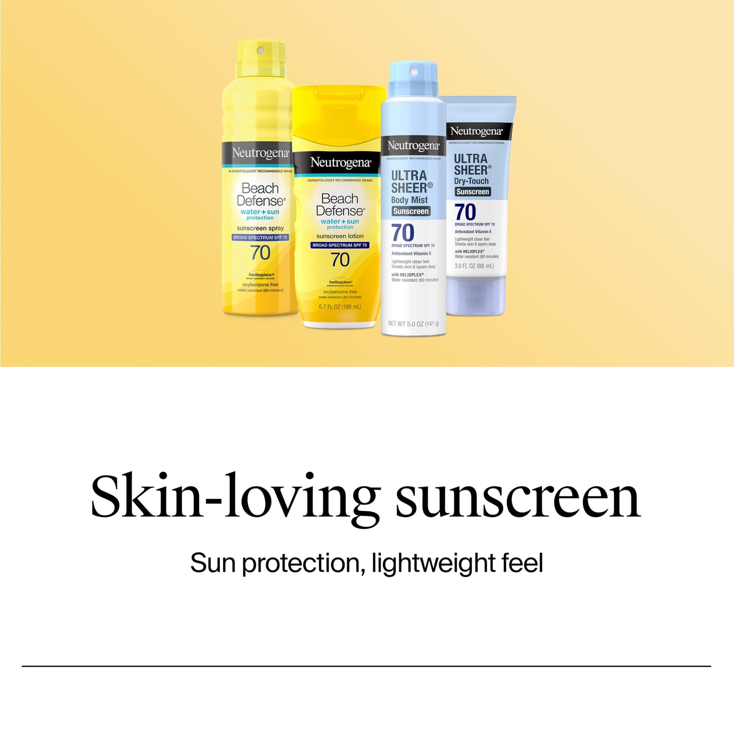 Neutrogena Beach Defense Sunscreen Spray SPF 70 Broad Spectrum UVA UVB Protection Lightweight Water Resistant up to 80 Minutes Oil-Free Beach-Strength Sun Protection for Whole Family, 6.5 oz