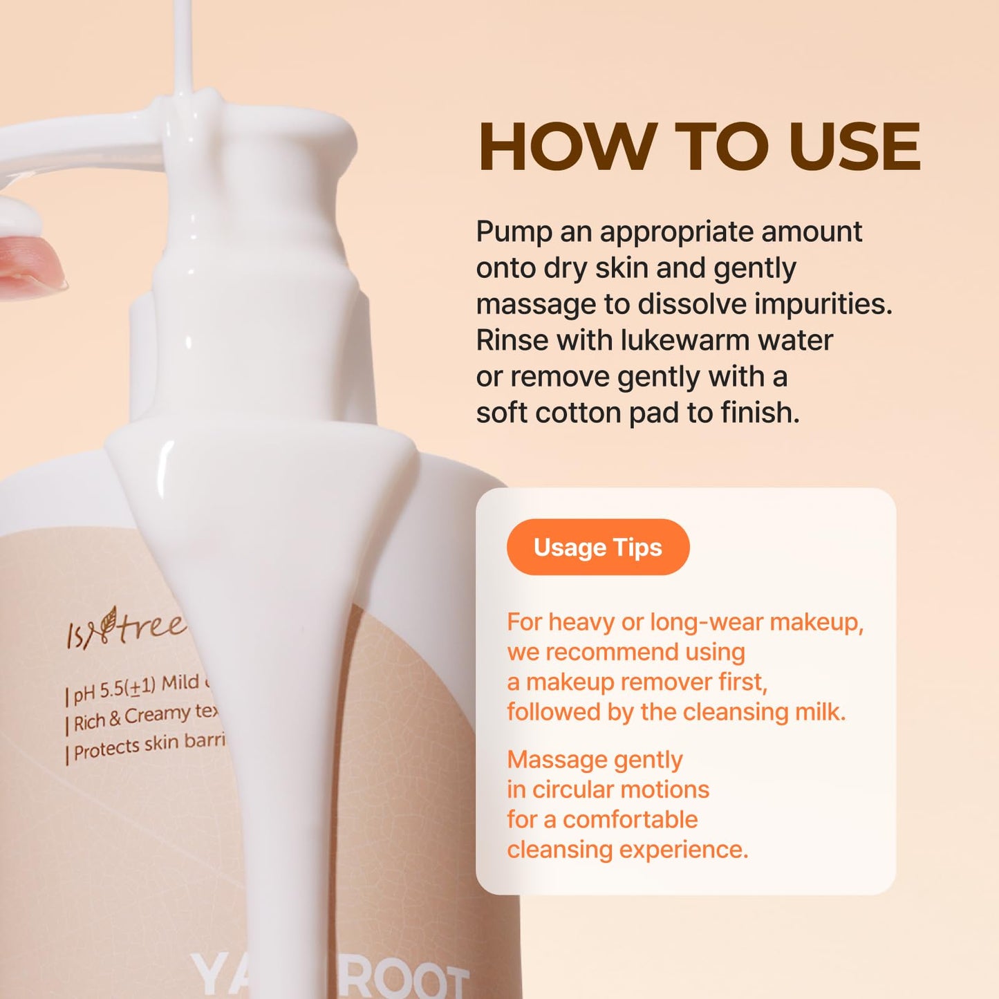 IsNtree Yam Root Vegan Milk Cleanser | Korean Facial Cleanser with Yam Root | Hydrating Milky Cleanser for Sensitive Skin, Gentle & Creamy, 7.43 fl oz