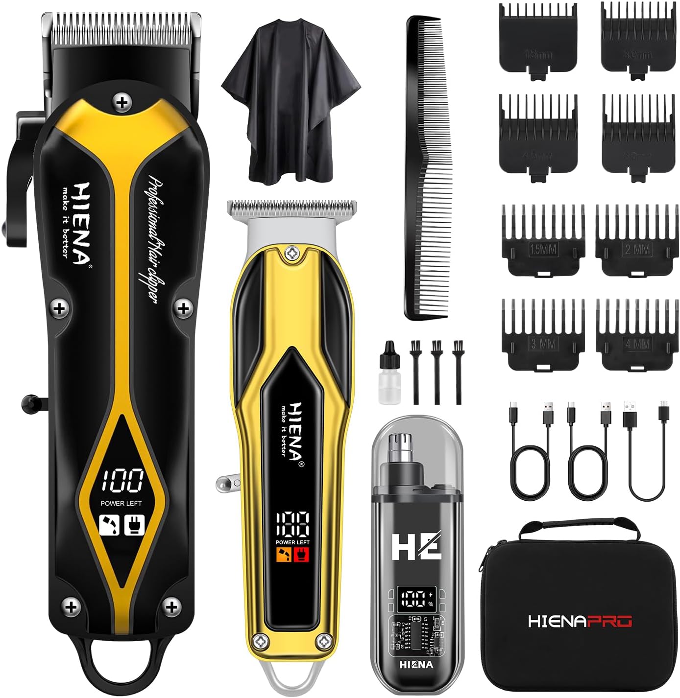 Professional Hair Clippers for Men - Electric Barber Clipper Set with LED Display | Complete Hair Trimmer Kit