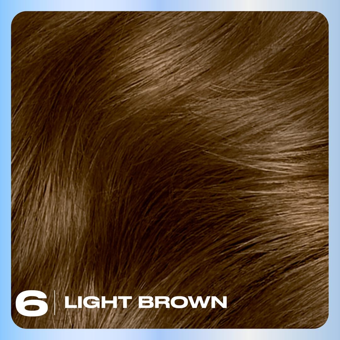 Clairol Nice'n Easy Permanent Hair Dye, 6 Light Brown | 100% Gray Coverage | Long‑Lasting, Natural‑Looking Color & Shine | Pack of 1