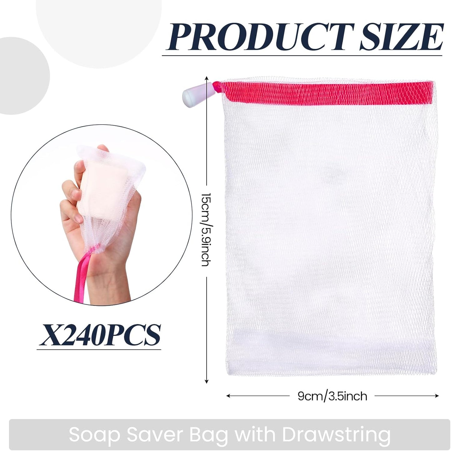 Exfoliating Soap Saver Mesh Bag - Hushee Foam Net Pouch with Drawstring for Easy Drying | Travel-Friendly