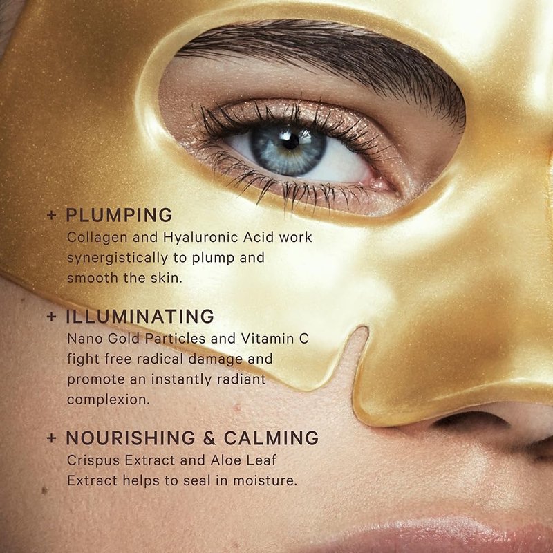 MZ SKIN Hydra-Lift Gold Face Mask Pack of 1 - Niacinamide-Enhanced Hydrogel Treatment for Brightening Radiance, Restoring & Firmness, With Gold Nano Particles, Hyaluronic Acid, Vitamin C & Collagen