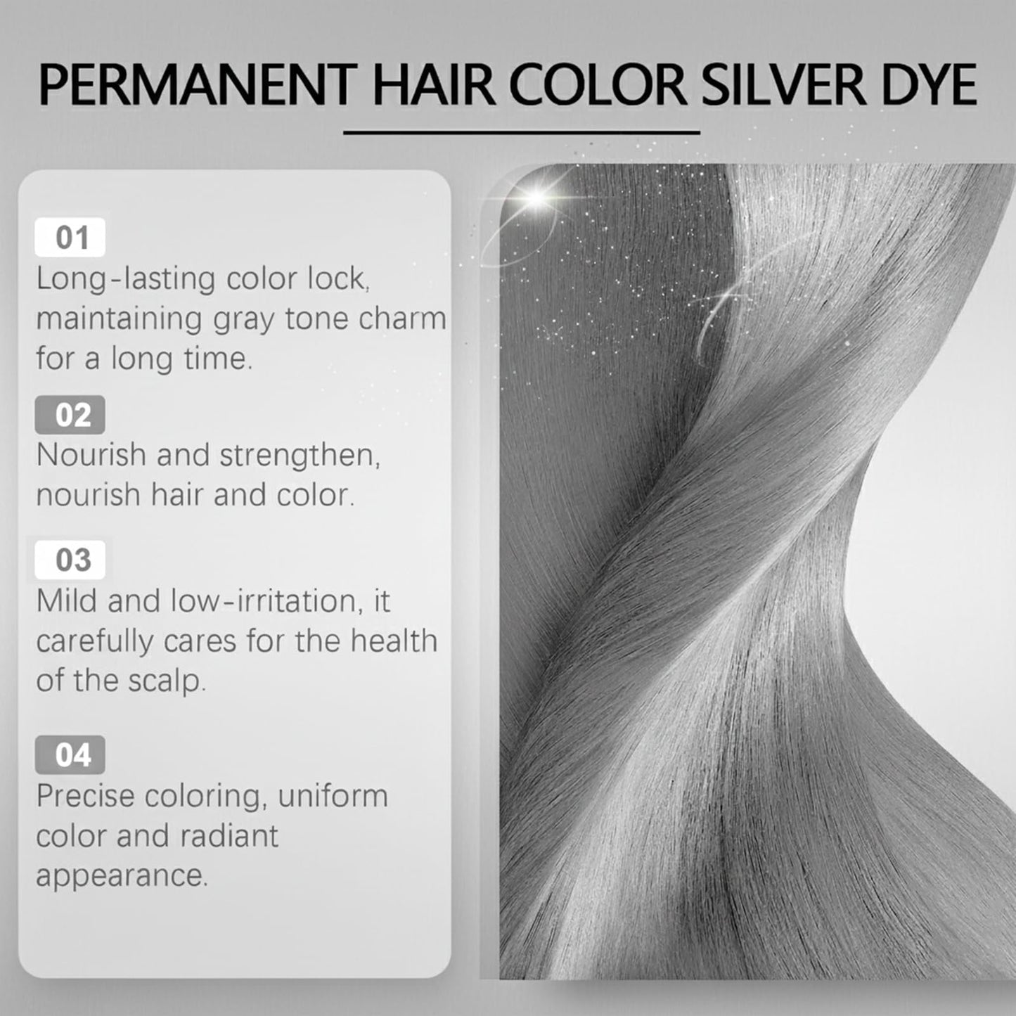 Silver Hair Dye - Silver Color for Dark Hair, Plant-Infused Nourishing Formula, Temporary Vibrant Shade(3PCS)