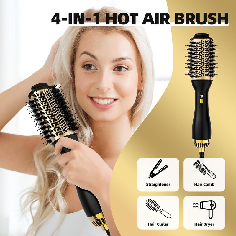 4-in-1 Hot Air Brush - Salon-Grade Styling Tool for All Hair Types | Oval Barrel Design