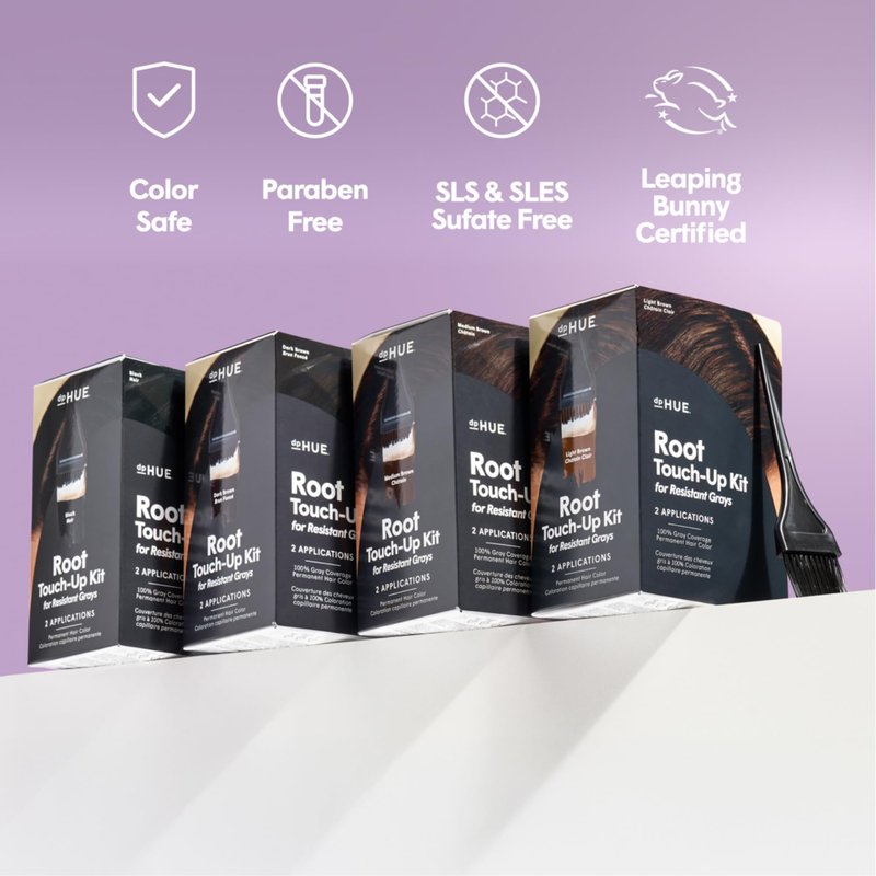 dpHUE Root Touch-Up Kit for Resistant Grays, Medium Brown - Permanently Cover Difficult, Stubborn Gray Hair - 2 Applications Included - Vegan & Leaping Bunny Certified