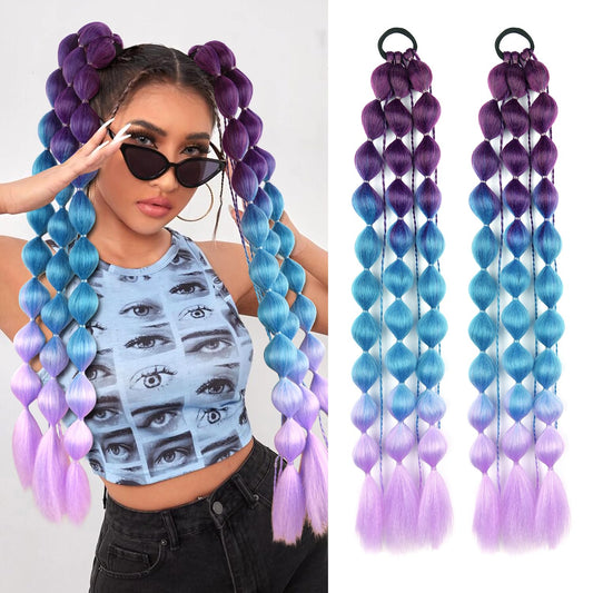 LyoRuSi 2 Pcs Ponytail Extension 22 Inch Colored Hair Extensions for Woman