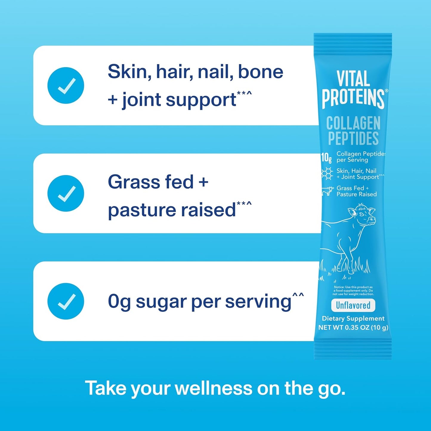 Vital Proteins Collagen Peptides Powder | Hydrolyzed Collagen Travel Pack - 20 Individual Packets