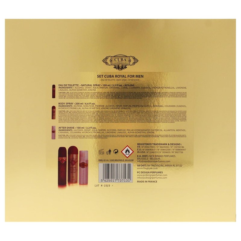 Cuba Royal Men's 3-Piece Gift Set | Fragrance, Aftershave & Shower Gel