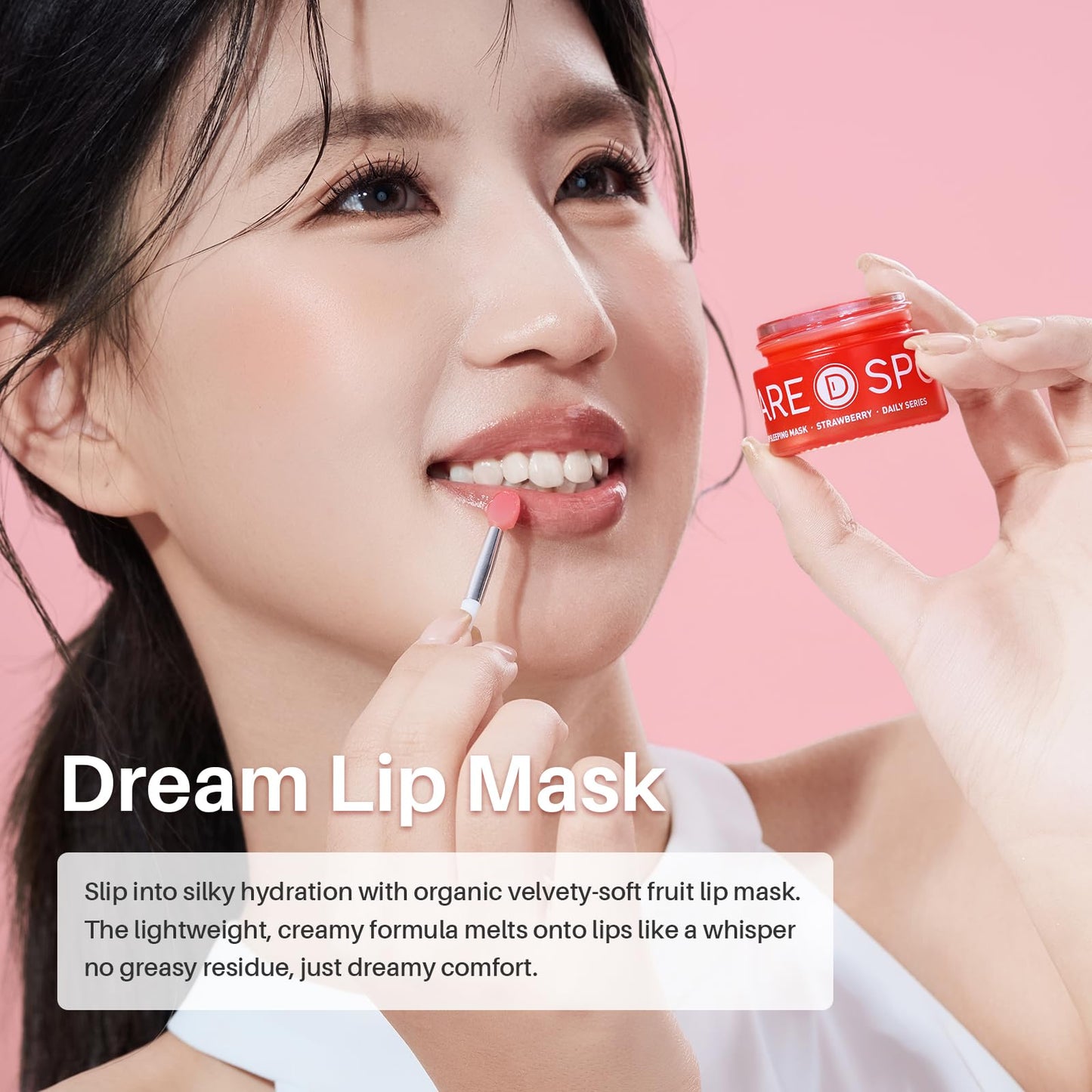 SPODARE Sleeping Lip Mask Strawberry - Overnight Lip Treatment, Lip Care Hydration, Repair for Dry Cracked Lips, Vitamin C, Soft and Nourished Lips Overnight, Christmas, with Shea Butter - 12g