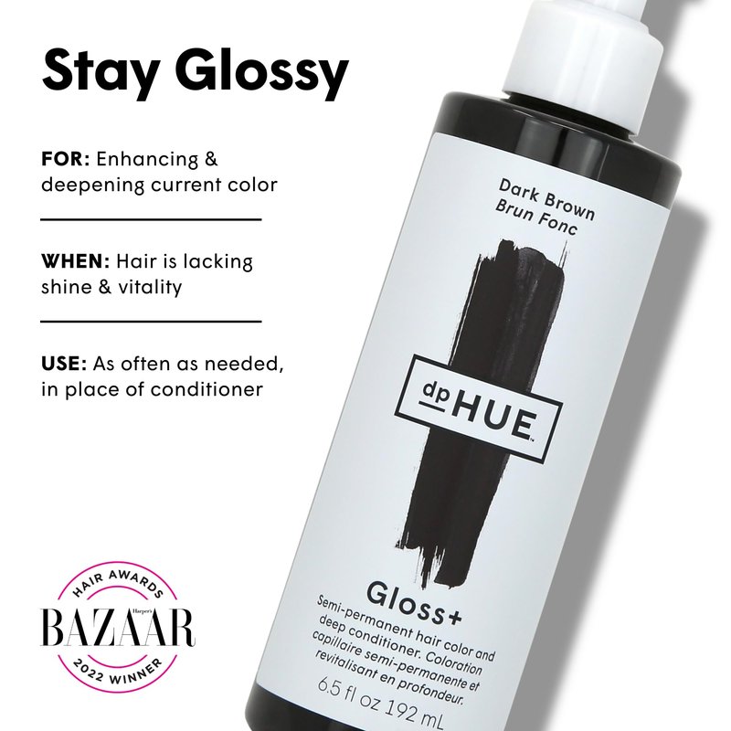 dpHUE Gloss+, Dark Brown - Boosts Fading & Faded Hair Color - 8-12 Applications per Bottle - Lasts Up to 8 Washes