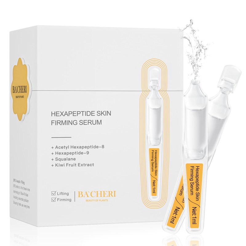 BACHERI Firming Skin Serum with Acetyl Hexapeptide-8, Hexapeptide-9, Carnosine - Moisturizing, Hydrating and Antioxidant for Fine Lines, 15 Pcs/Box Ampoules