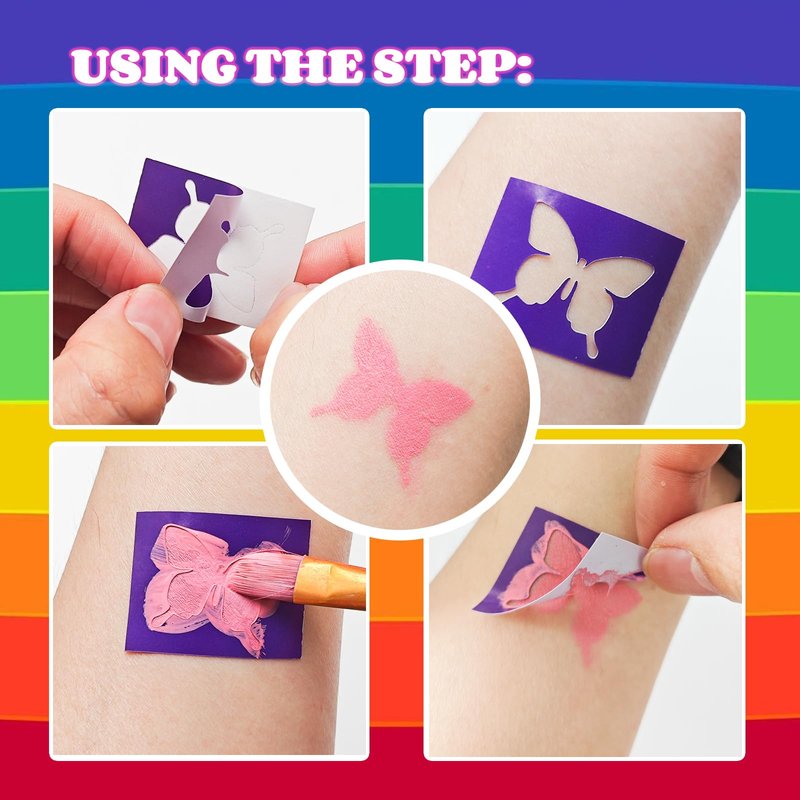 OMOV Face Painting Kit for Kids & Adults,12 x 10g Non Toxic, Water Based Face Paint Palette, With Glow Stickers, Stencils & Brushes,for Cosplay,Parties, Theater,Stage,Christmas & Halloween Makeup Kit
