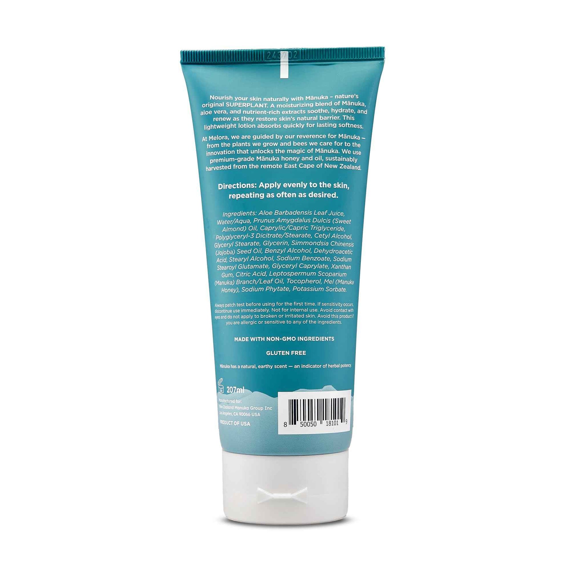 MELORA Manuka Honey Body Lotion (7oz), Moisturizing Lotion with Soothing Manuka Honey & Oil for Dry, Very Dry, Sensitive, or Aging Skin – Cream Moisturizer for Women & Men