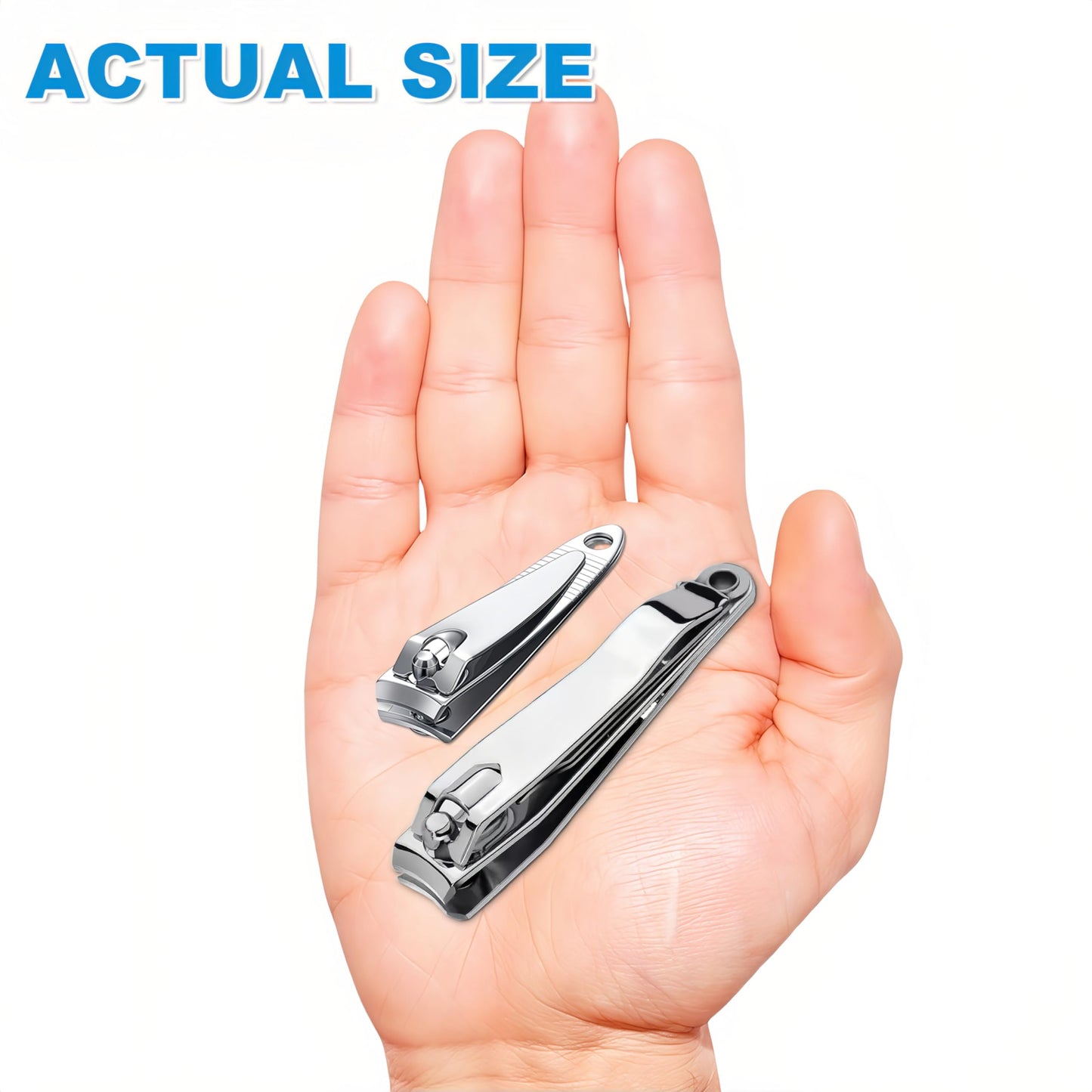Keeshibao Nail Clippers Bulk Pack, Toenail Fingernail Nail Clippers with Keychain Ring for Men Women Adult 8-Piece Stainless Steel Toe Nail Clippers for Travel, Gifts, Homeless Care(Large & Small)