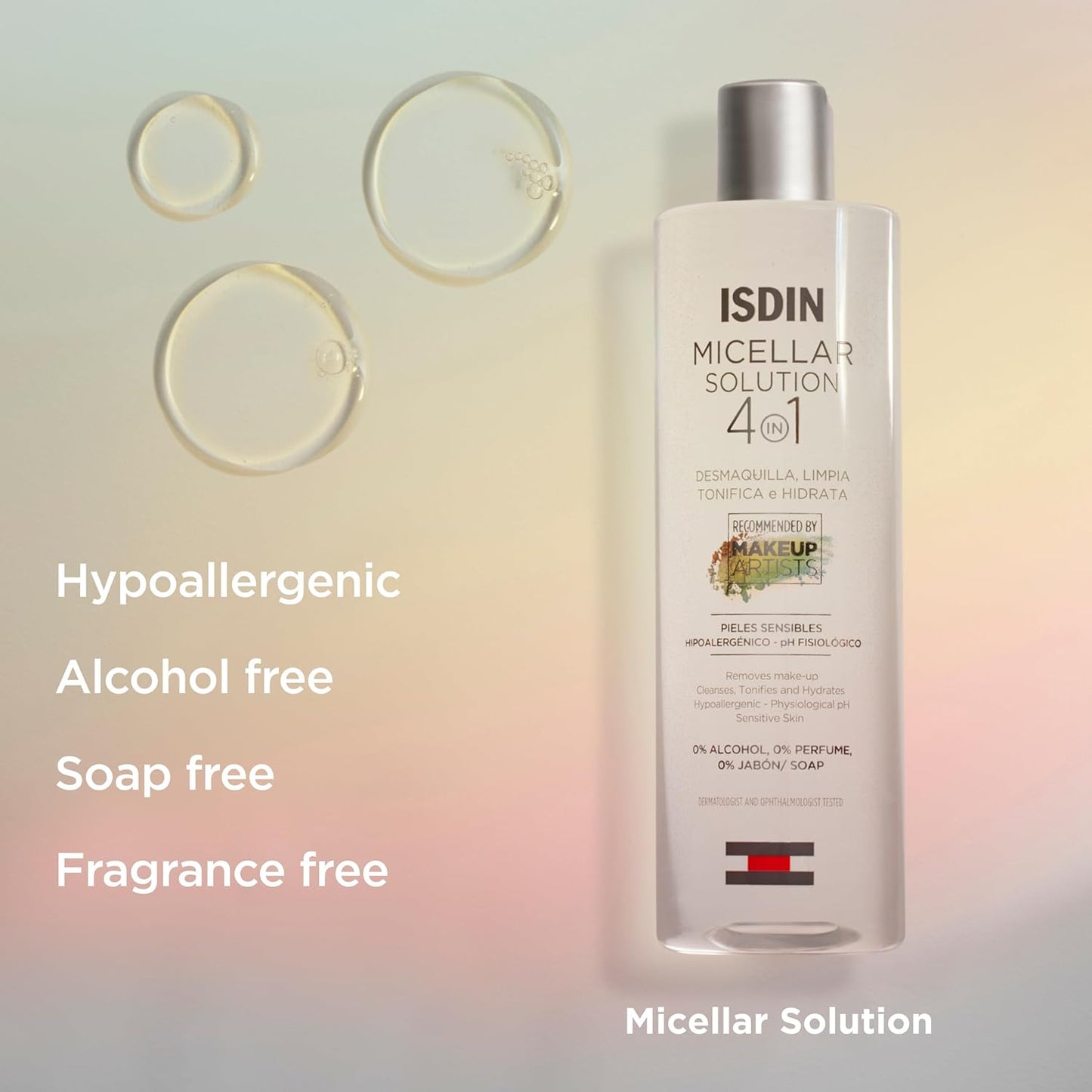 ISDIN Micellar 4-in-1 Facial Cleansing Water - Hydrating Toner & Makeup Remover for Sensitive Skin | 13.5 FL OZ