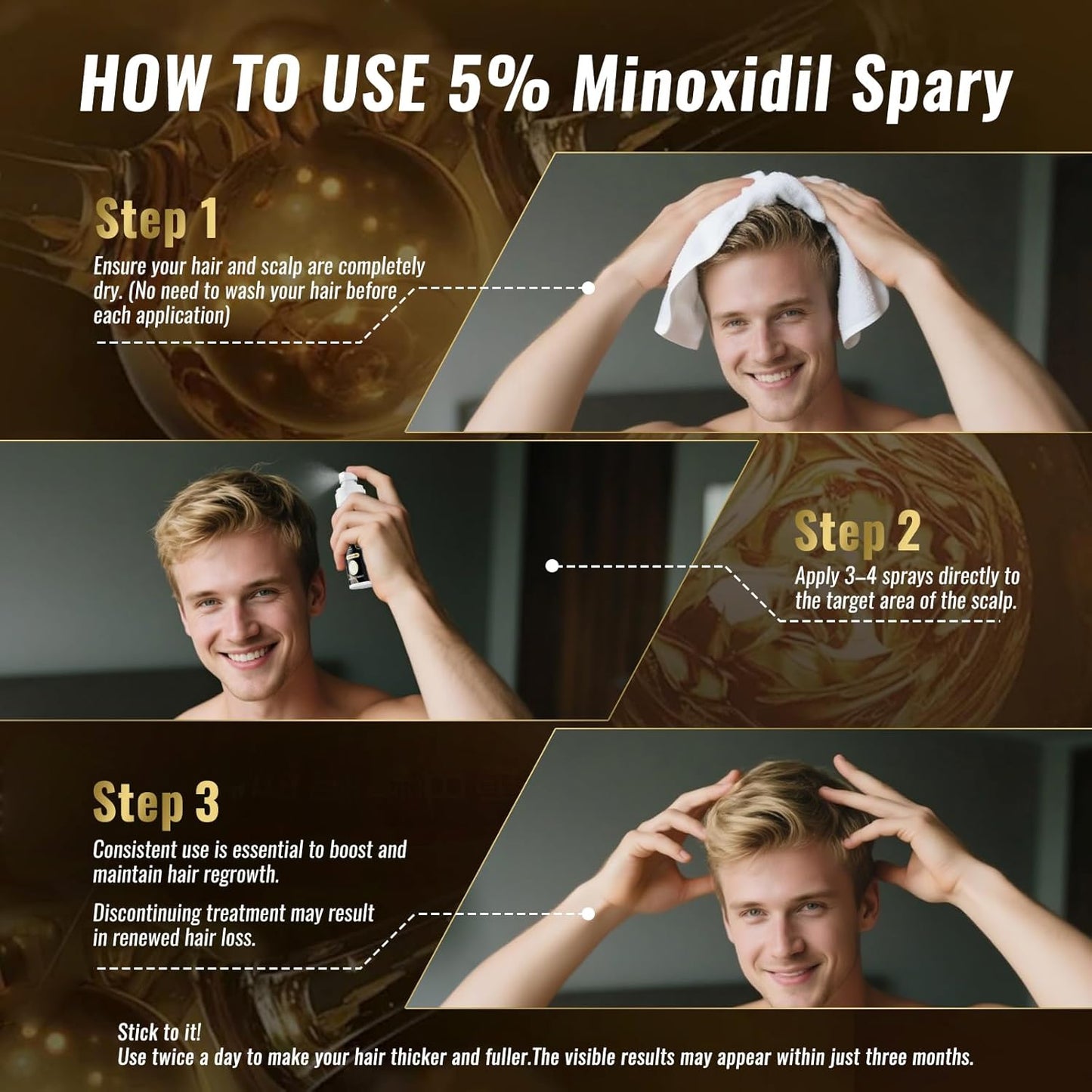 Minoxidil Spray for Hair Growth - Extra Strength 5% Formula with Biotin & Castor Oil | 4-Month Supply (4 Pack, 8.12 oz)